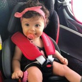 The cutest! Katrina out and about safely in her Tourneo Carseat by Chipolino