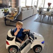 Vroom Vroom! Our little customer Oliver ready to hit the road in his Mercedes GLE AMG electric car.