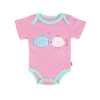 Body Vest Short Sleeve Pink Fish