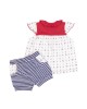 Girls 2pc Set Dress & Shorts Red-Navy