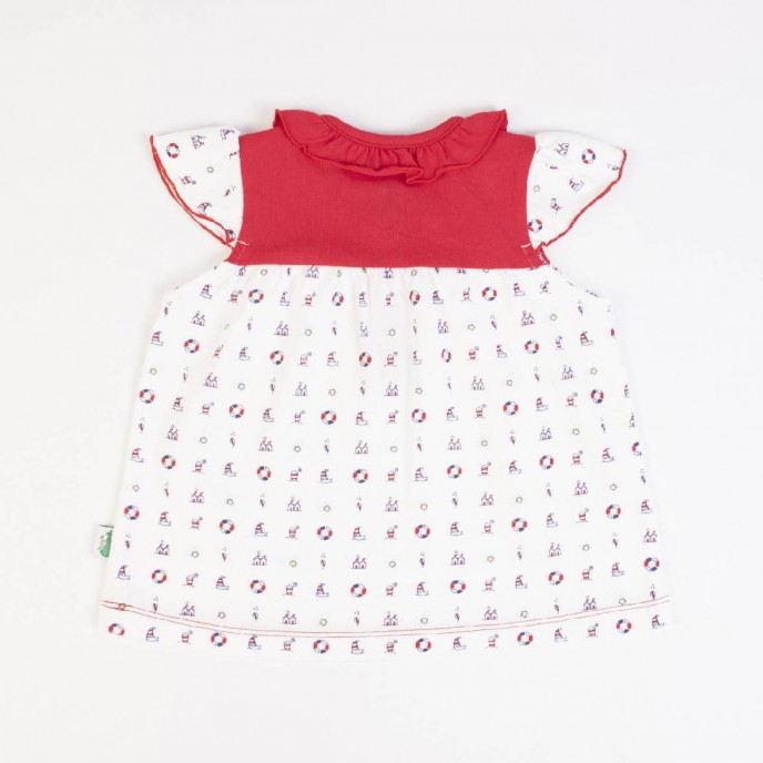 Girls 2pc Set Dress & Shorts Red-Navy