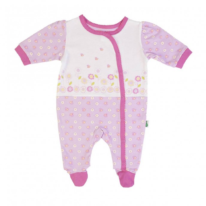 Babygrow Cotton Pink Flowers