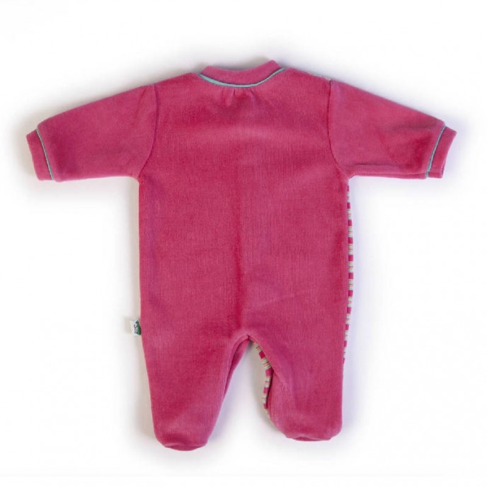 Babygrow Velour Fuchsia Stripe Babygrow Velour Fuchsia Stripe