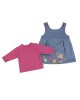 Girls 2pc Set Long Sleeve Fuchsia T-Shirt & Denim Dress