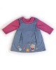 Girls 2pc Set Long Sleeve Fuchsia T-Shirt & Denim Dress