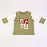 Long Sleeve Tee and Trousers Set Green Robot 3m