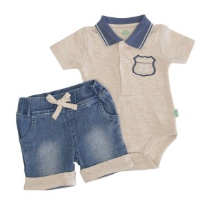 Set 2pc Body & Shorts Ecru Denim Set 2pc Body & Shorts Ecru Denim