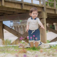 Set 2pc Body & Shorts Ecru Denim