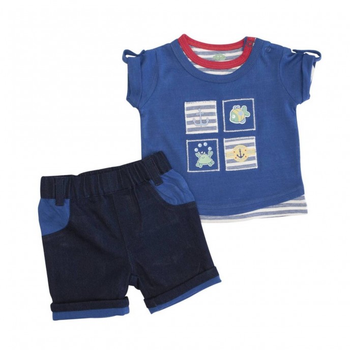 Set 2pc Tshirt & Shorts Blue Sea