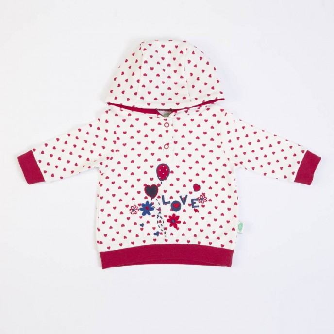 Girls 2pc Hoodie + Jeans Red Hearts