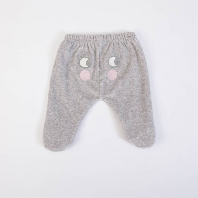 Girls 2pc Long Sleeve Velour Top + Velour Pants Bunny Pink