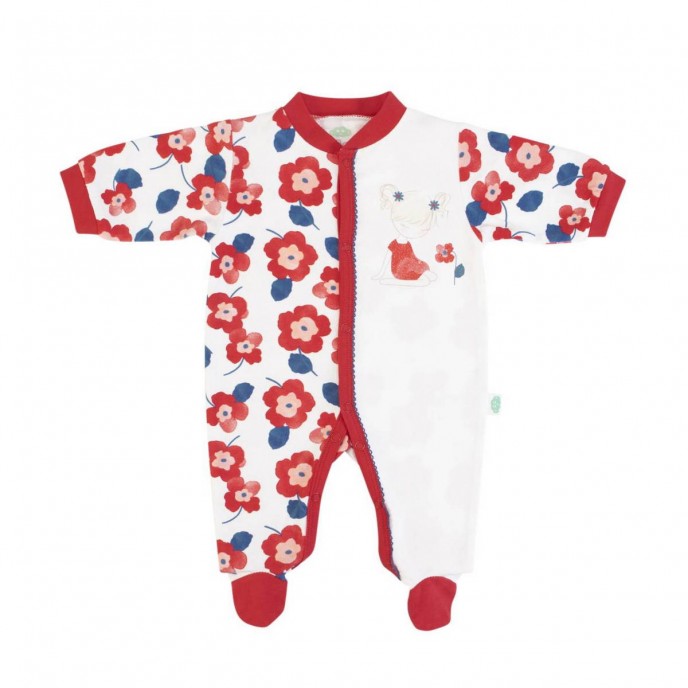 Babygrow Cotton Red Flowers