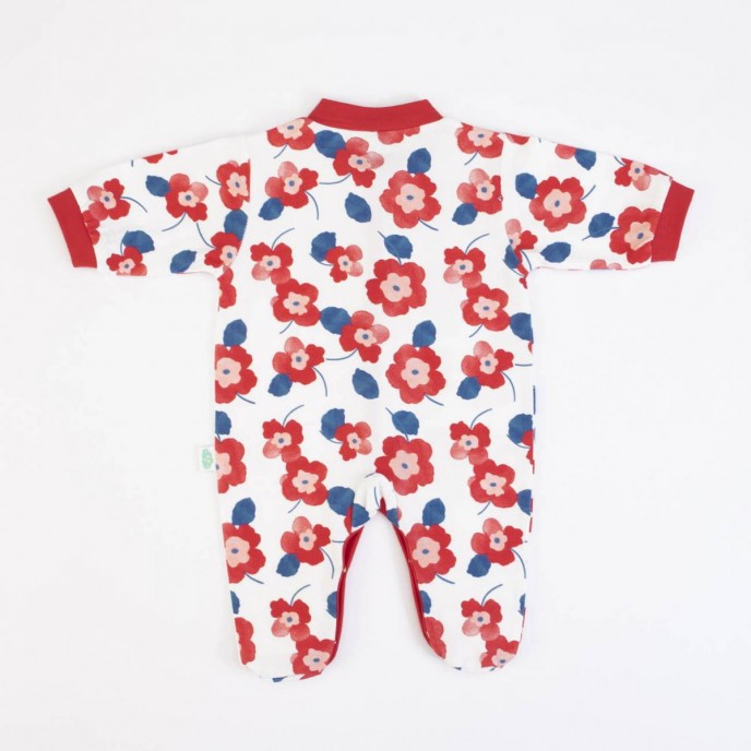 Babygrow Cotton Red Flowers