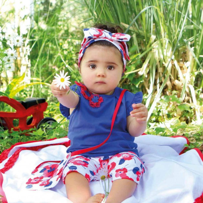 Set 2pc Tshirt & Leggings Red Flowers