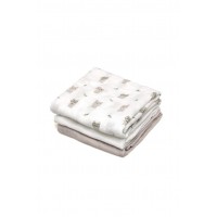Kiokids Bamboo Muslins 3pk Light Grey Cute
