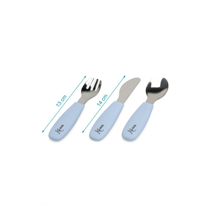 Kiokids Silicone and Metal Cutlery Set 3pc Blue Kiokids Silicone and Metal Cutlery Set 3pc Blue