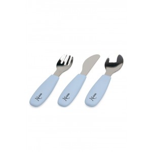 Kiokids Silicone and Metal Cutlery Set 3pc Blue