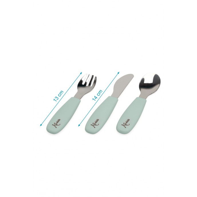 Kiokids Silicone and Metal Cutlery Set 3pc Green Kiokids Silicone and Metal Cutlery Set 3pc Green