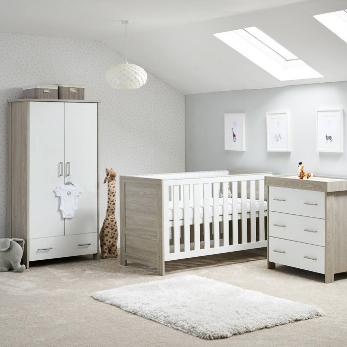 Obaby Nika Nursery Set - Grey Wash with White