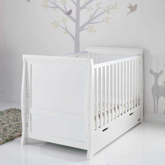 OBaby Cotbed Stamford Sleigh White