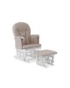 Obaby Reclining Glider Chair and Stool – White with Sand Cushion