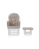 Obaby Reclining Glider Chair and Stool – White with Sand Cushion