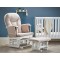 Obaby Reclining Glider Chair and Stool Round White Sand Cushion