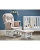 Obaby Reclining Glider Chair and Stool – White with Sand Cushion