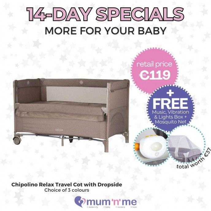 Chipolino Travel Cot Relax Tiramisu Linen with Dropside