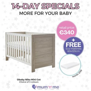 Obaby Cot Nika Mini Grey Wash