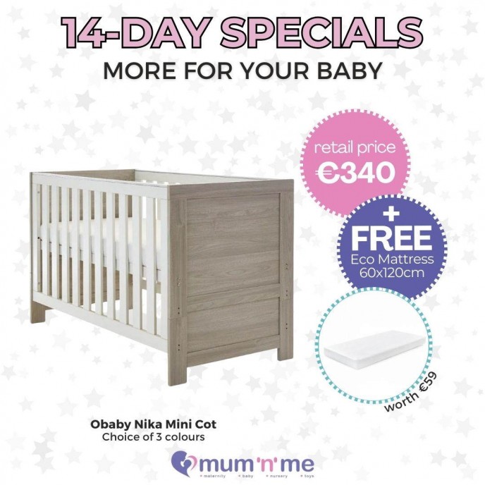 Obaby Cot Nika Mini White Wash 