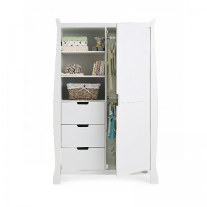 OBaby Wardrobe Double Stamford Sleigh White OBaby Wardrobe Double Stamford Sleigh White