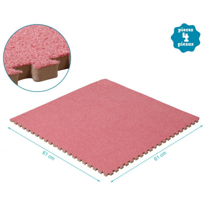 Kiokids Puzzle Mat 60X60cm 4pcs Pink Fabric