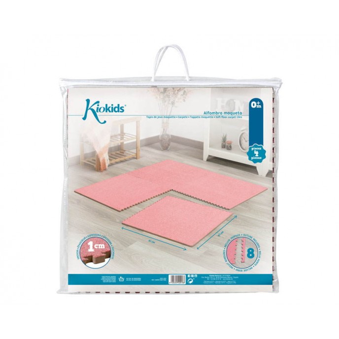 Kiokids Puzzle Mat 60X60cm 4pcs Pink Fabric