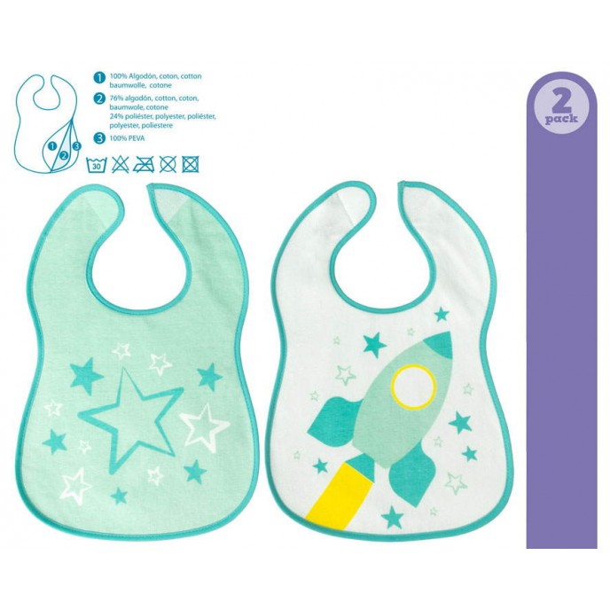 Kiokids Bibs 2pc Blue Stars