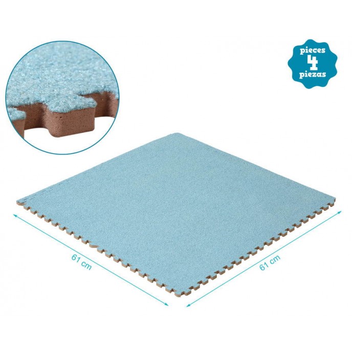 Kiokids Puzzle Mat 60X60cm 4pcs Blue Fabric