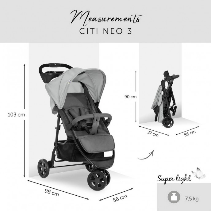 Hauck Stroller Citi Neo 3 Grey (up to 25kg)