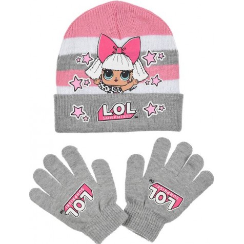 Glove and Beanie Set Lol Surprise Grey