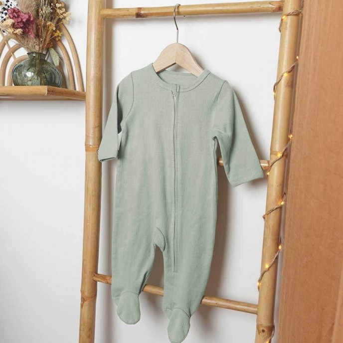 TKS Babygrow with Zipper 0m Sage Green