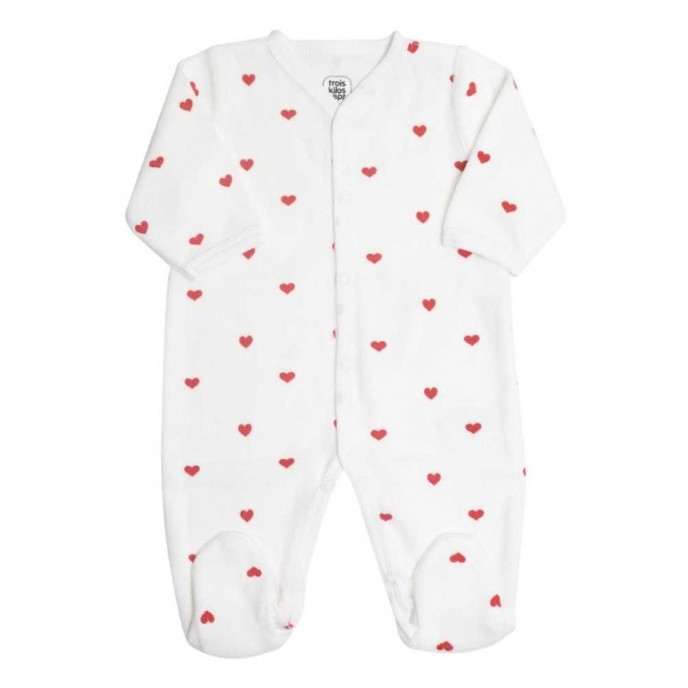 TKS Babygrow Velour 1m Red Hearts TKS Babygrow Velour 1m Red Hearts