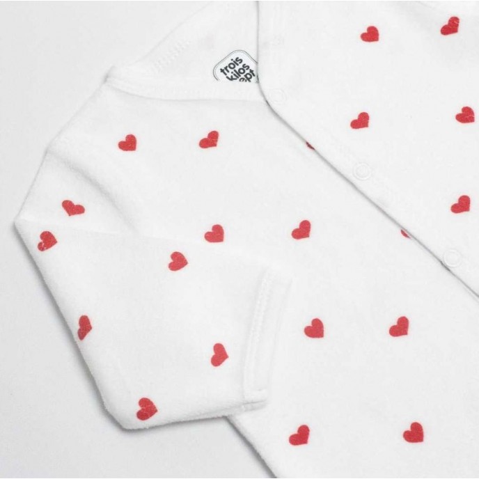 TKS Babygrow Velour 0m Red Hearts TKS Babygrow Velour 0m Red Hearts