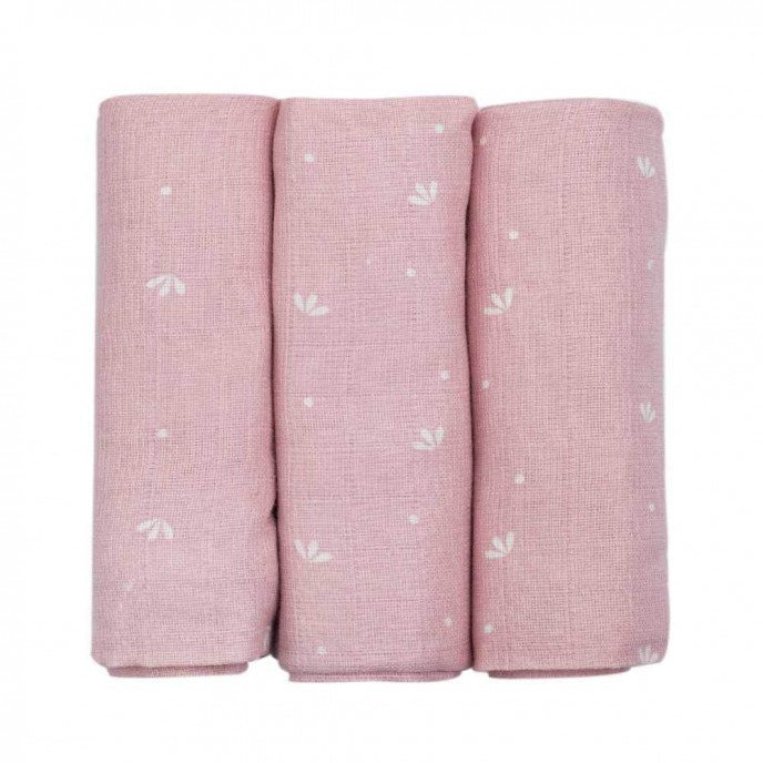 TKS Muslin Squares 3pk Pink Petals