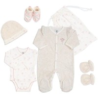 TKS Newborn Set 6pc Pink Flowers