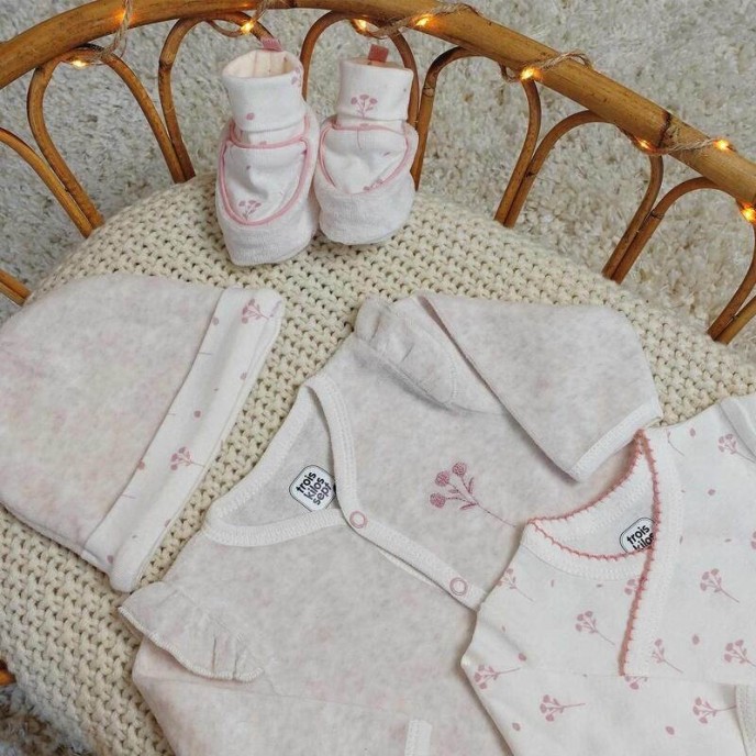 TKS Newborn Set 6pc Pink Flowers