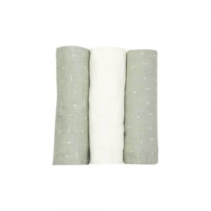 TKS Muslin Squares 3pk Olive Green