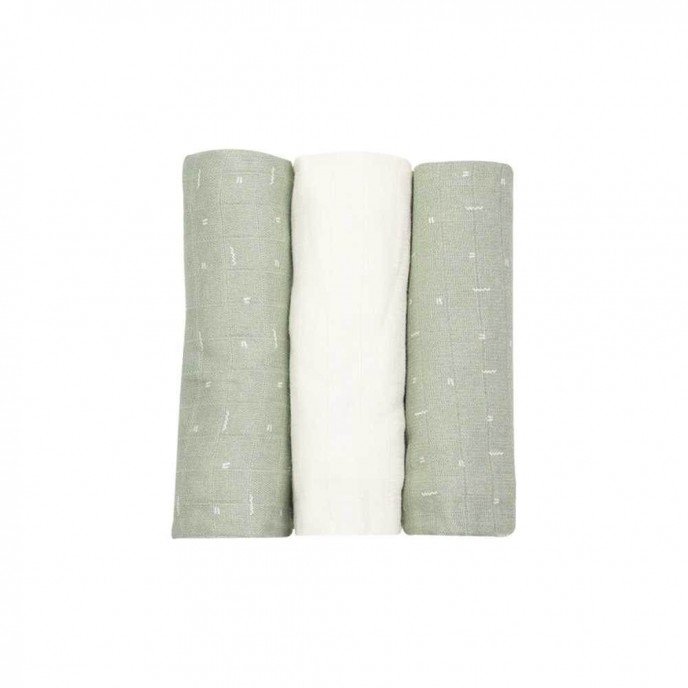 TKS Muslin Squares 3pk Olive Green
