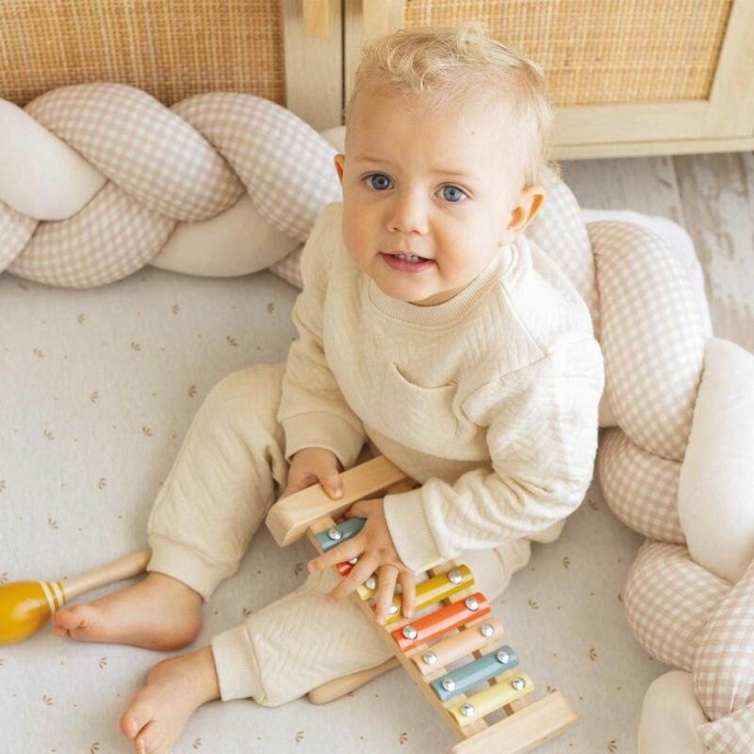 TKS Bed Bumper Braid 200cm Vichy Ecru