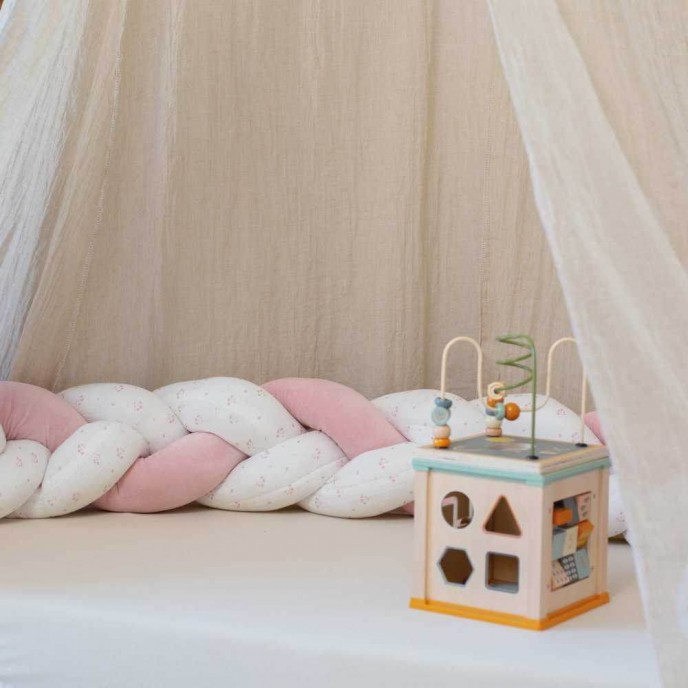 TKS Bed Bumper Braid 200cm Vichy Pink Flowers TKS Bed Bumper Braid 200cm Vichy Pink Flowers