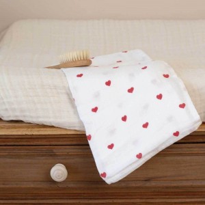 TKS Muslin Squares 3pk Red Hearts