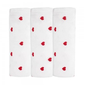 TKS Muslin Squares 3pk Red Hearts